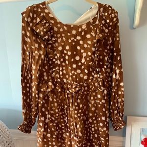 NWT Zara animal print deer dress small ruffles